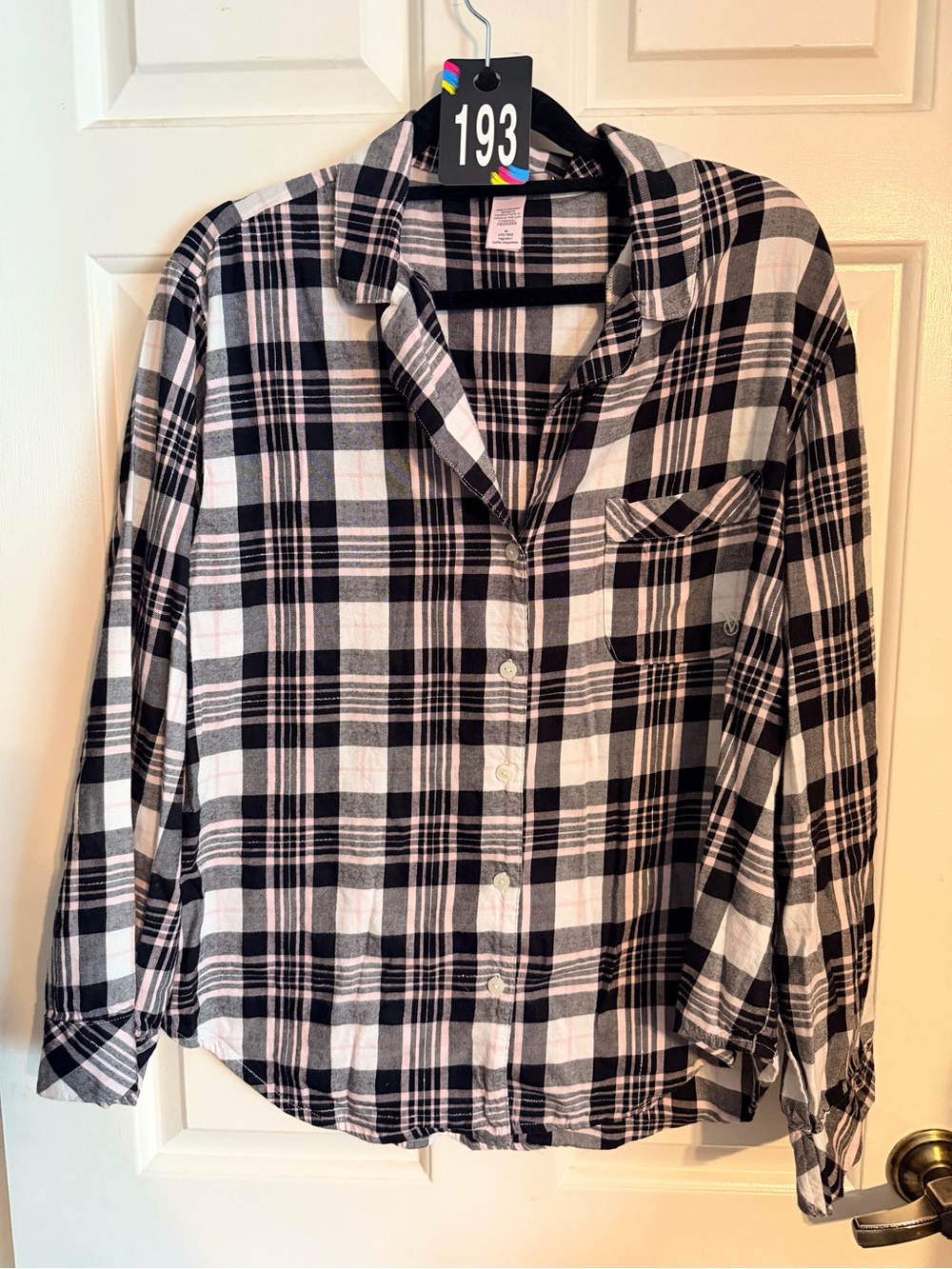 Victoria's Secret Black and White Plaid Pajama Shirt